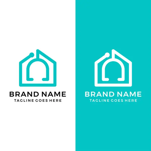 Yaratıcı steteskop tıbbi ev logosu, ev tıbbi ikonu şablonu