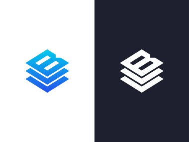 Soyut harf B dizaynı, katmanlar teknolojisi logo ikonu vektör şablonu