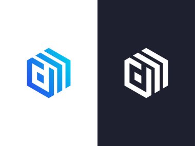 Ok logo şablonlu modern D harfi
