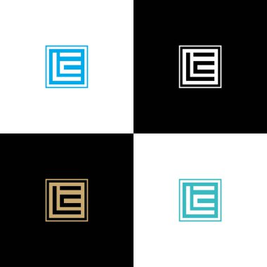 L ve E baş harfleri, L harfi logo tasarım vektörü