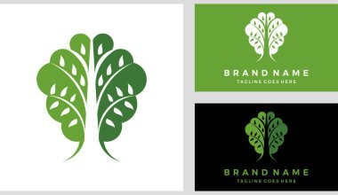 Düz beyin ağacı logosu, beyin doğası çizimi