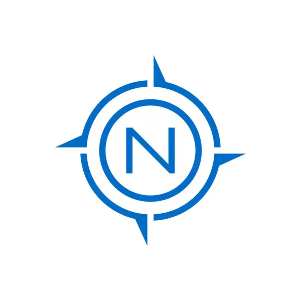 Kuzey pusula logosu, kuzey tasarım vektör illüstrasyonu için N monogramı