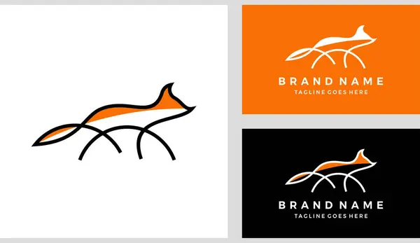 Düz tilki logosu, doğrusal seksi vektör illüstrasyonu