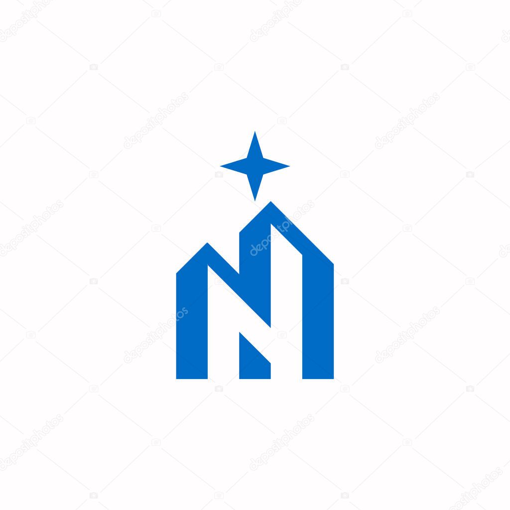 Abstract north compass logo, letter N building real estate logo vector template