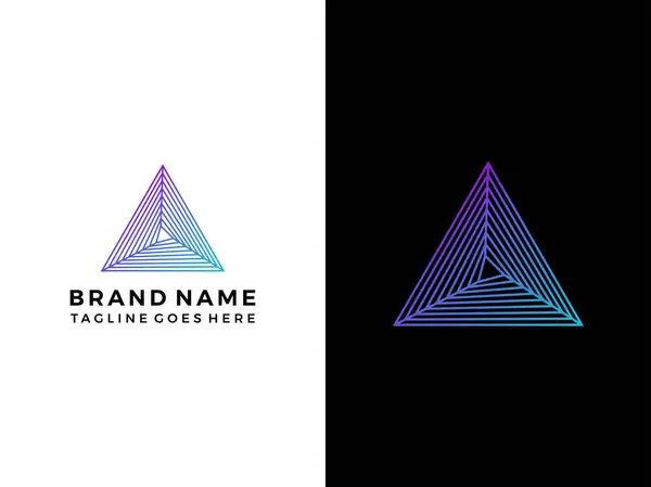 Soyut prizma geometrik çizgi fütüristik teknoloji logo şablonu