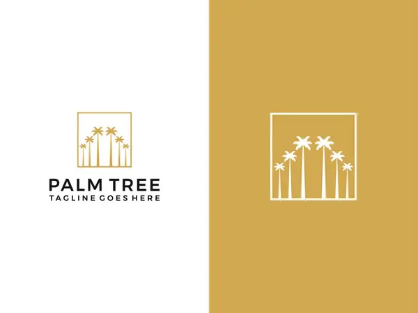 Kare şekilli lüks palmiye ağacı logo simgesi vektör şablonu