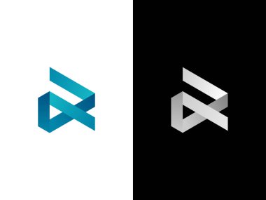 Soyut trend harfi R logosu, monogram R vektör illüstrasyonu