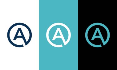 Harf A logo, kavram çemberi baş harfleri A simgesi şablonu