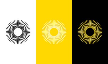 Güneş patlaması çerçeve logo simgesi seti, yaratıcı güneş sembolü vektörü