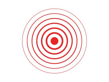 Şeffaf arkaplanda kırmızı radar simgesi vektör çizimi