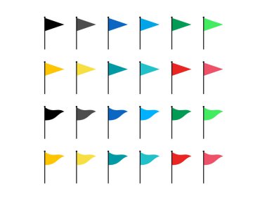 Şeffaf arkaplanda bayrak tasarım vektör simgesi seti