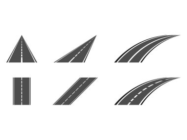 Şeffaf arkaplanda karayolu tasarım vektörü seti