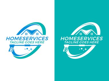Ev hizmetleri logo tasarım vektör şablonu temizleme