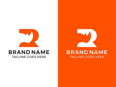 Gergedan logo tasarımı ikon vektör şablonu için R harfi