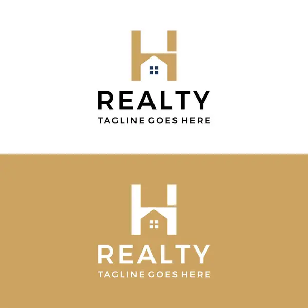 Soyut harf H ve gerçek ev logo simgesi vektör şablonu