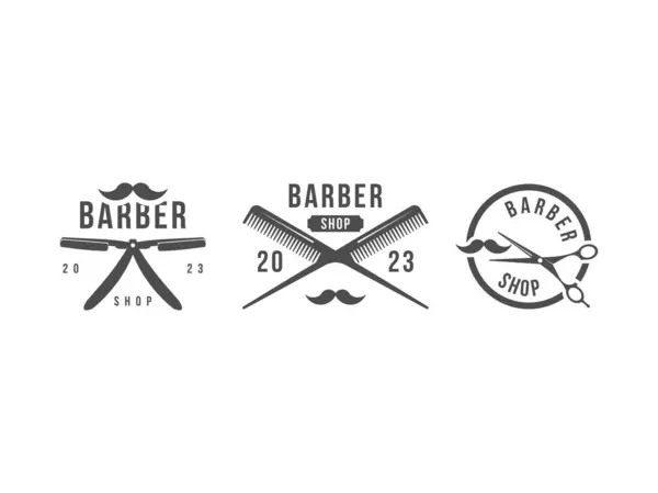 Berber dükkanı klasik tasarımı, berber dükkanı vektör çizimi seti