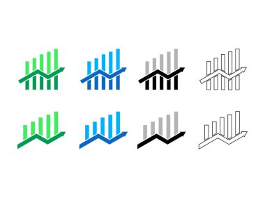 Şeffaf arkaplanda düz tasarım muhasebe şeması simgesi vektörü seti