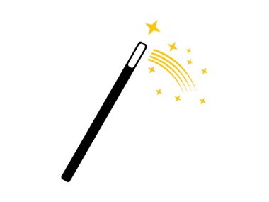 Şeffaf arkaplanda sihirli değnek logo tasarımı vektörü