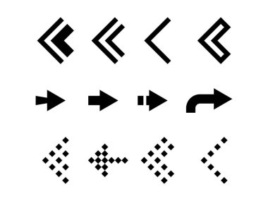 Şeffaf arkaplanda vektör okları sembol vektörü kümesi