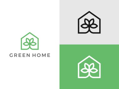 Eko yeşil logo tasarımı şablonu için yeşil ev ve ev