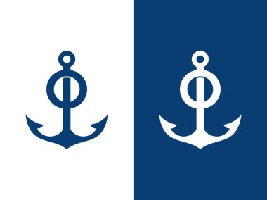 Çapa logo vektör şablonlu 0 harfi