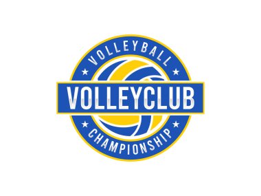 Voleybol spor logosu tasarımı vektör çizimi