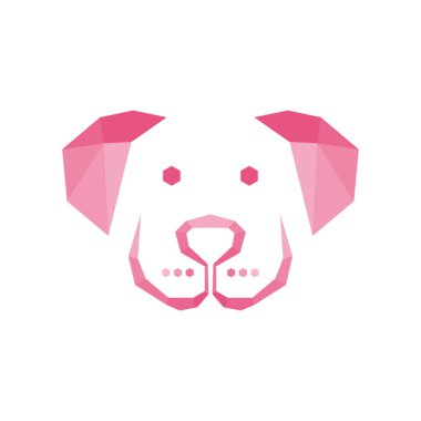 Köpek kafası logo simgesi, Çizgi film köpeği yüz vektör çizimi