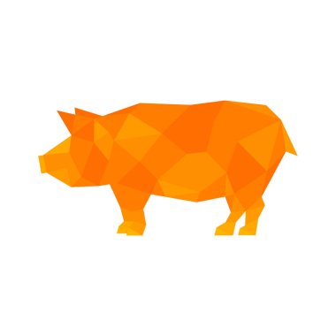 Beyaz arka planda izole edilmiş çokgen domuz