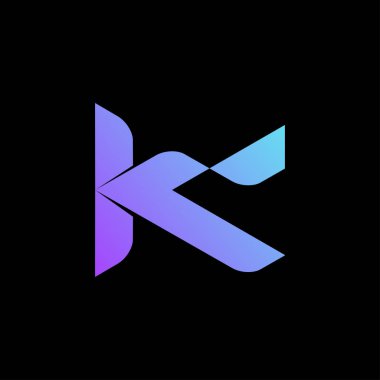 K harfi logosu, ilk K tasarımı vektör çizimi