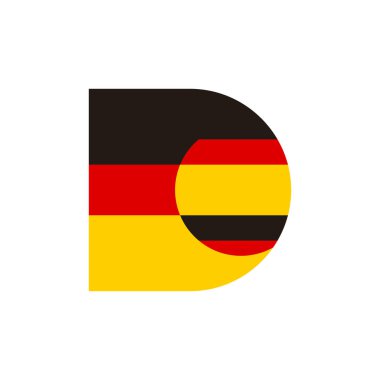 D harfi Deutschland logo simgesi, Almanya vektör şablonu, beyaz arkaplanda izole