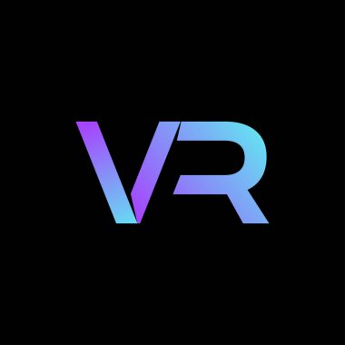 Monogram V ve R logo sanal gerçeklik teknolojisi, V ve R harfi sembolü