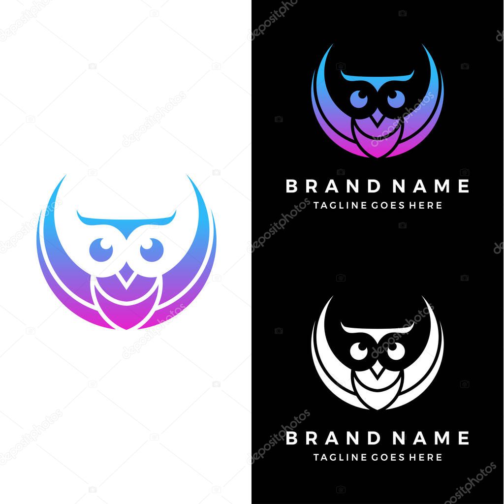 Creative owl logo, minimalist owl design vector illustration