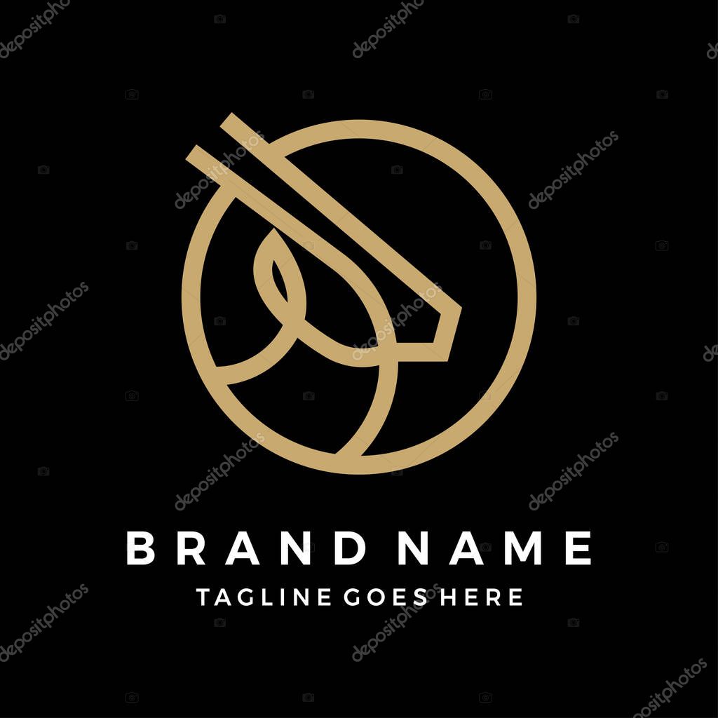 Linear antelope oryx logo, deer design vector illustration