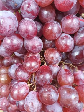 Taze Kırmızı Üzümler Yakın plan Sulu ve Olgun Meyve Arkaplanı