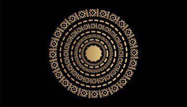 Koyu arkaplanda altın bir mandala tasarımı.