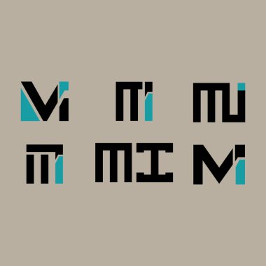 MI minimalist ve klasik logo set tasarımı. MI monogram çokgen ve çember şekil vektörü.