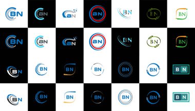 BN minimalist ve klasik logo dizaynı. Siyah ve beyaz varyasyon harfi logosu bir sanat tahtasında ayarlanmış BN düz ve basit biçimi.
