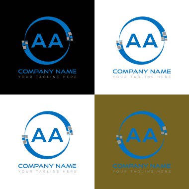 AA harfli yaratıcı logo tasarımı. AA eşsiz tasarım.