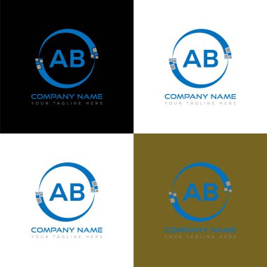 AB harfli yaratıcı logo tasarımı. AB benzersiz tasarım.
