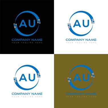 AU mektup logosu yaratıcı tasarımı. AU benzersiz tasarım.