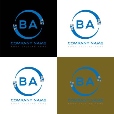 BA harfli yaratıcı logo tasarımı. BA eşsiz tasarım.