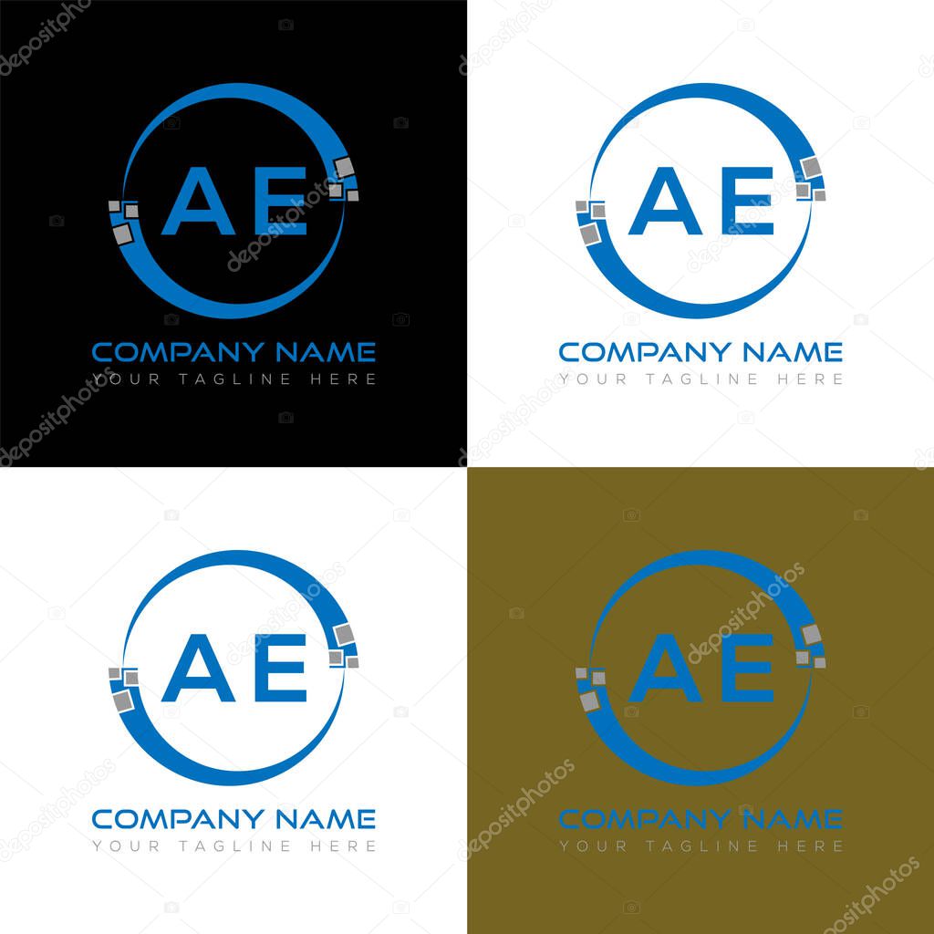 AE letter logo creative design. AE unique design.