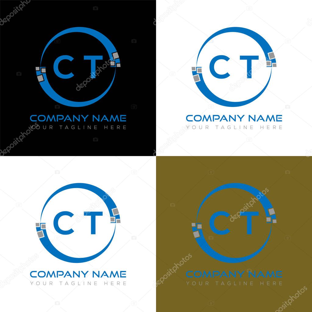 CT letter logo creative design. CT unique design.