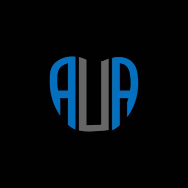 AUA mektup logosu yaratıcı tasarımı. AUA benzersiz tasarım.