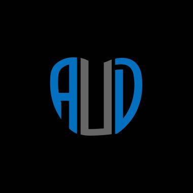 AUD harf logosu yaratıcı tasarımı. AUD benzersiz tasarım.