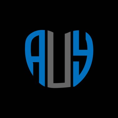 AUY harf logosu yaratıcı tasarımı. AUY benzersiz tasarım.