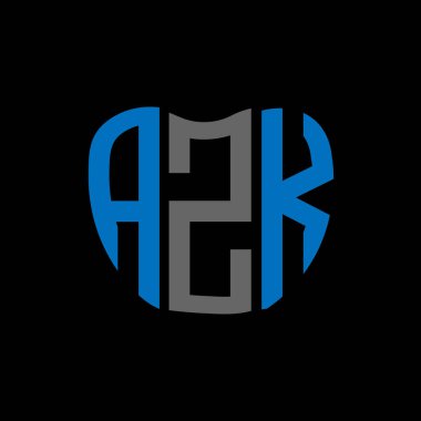AZK harf logosu yaratıcı tasarımı. AZK benzersiz tasarım.