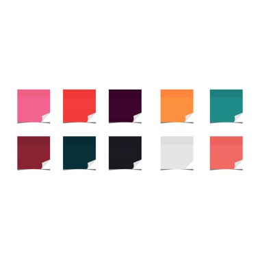 Beyaz arkaplandaki yapışkan notlar için renkli sayfalar.