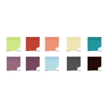 Beyaz arkaplandaki yapışkan notlar için renkli sayfalar.