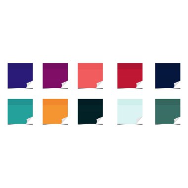 Beyaz arkaplandaki yapışkan notlar için renkli sayfalar.